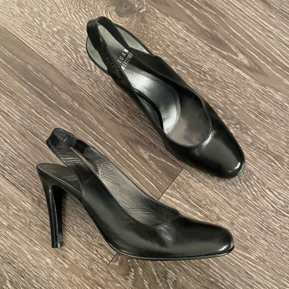 Stuart Weitzman sling back leather heel - Picture 1 of 9